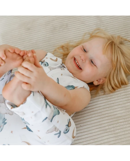 Baumwoll-Schlafsack mit Beinen Wale Weiß 3-4 Jahre | Waldin