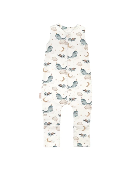 Baumwoll-Schlafsack mit Beinen Wale Weiß 3-4 Jahre | Waldin
