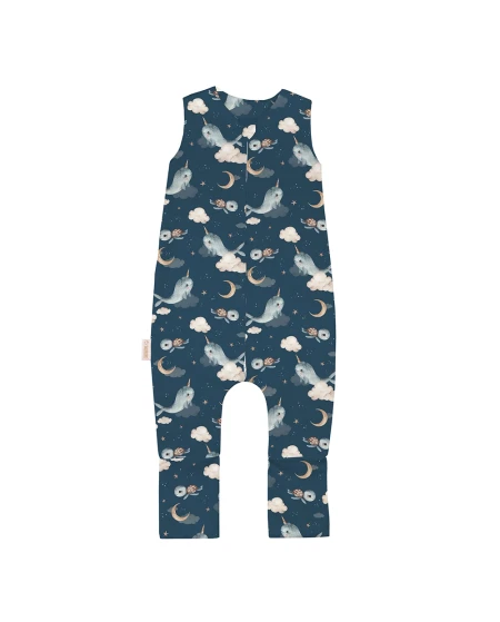 Baumwoll-Schlafsack mit Beinen Wale Weiß 3-4 Jahre | Waldin