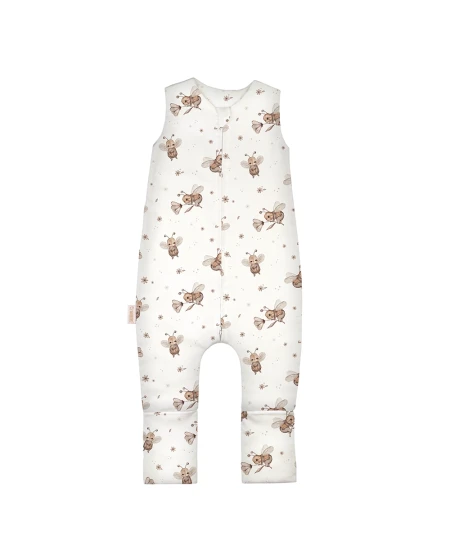 Baumwoll-Schlafsack mit Beinen Bienen Weiß 3-4 Jahre | Waldin