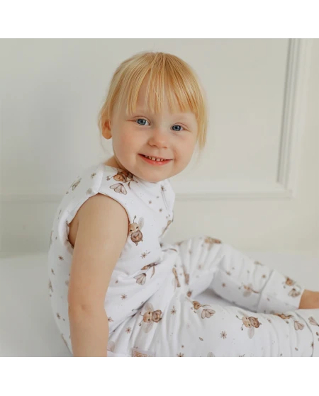 Baumwoll-Schlafsack mit Beinen Bienen Weiß 3-4 Jahre | Waldin