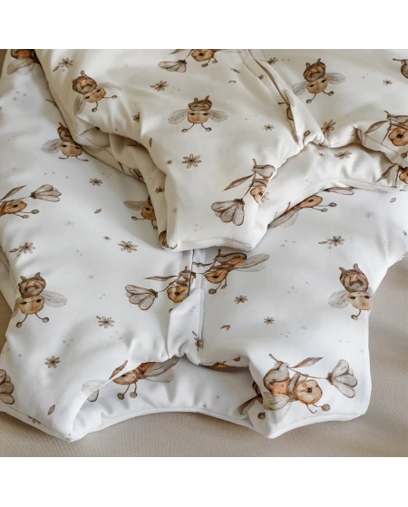 Baumwoll-Schlafsack mit Beinen Bienen Weiß 3-4 Jahre | Waldin