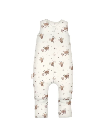 Baumwoll-Schlafsack mit Beinen Bienen Weiß 3-4 Jahre | Waldin