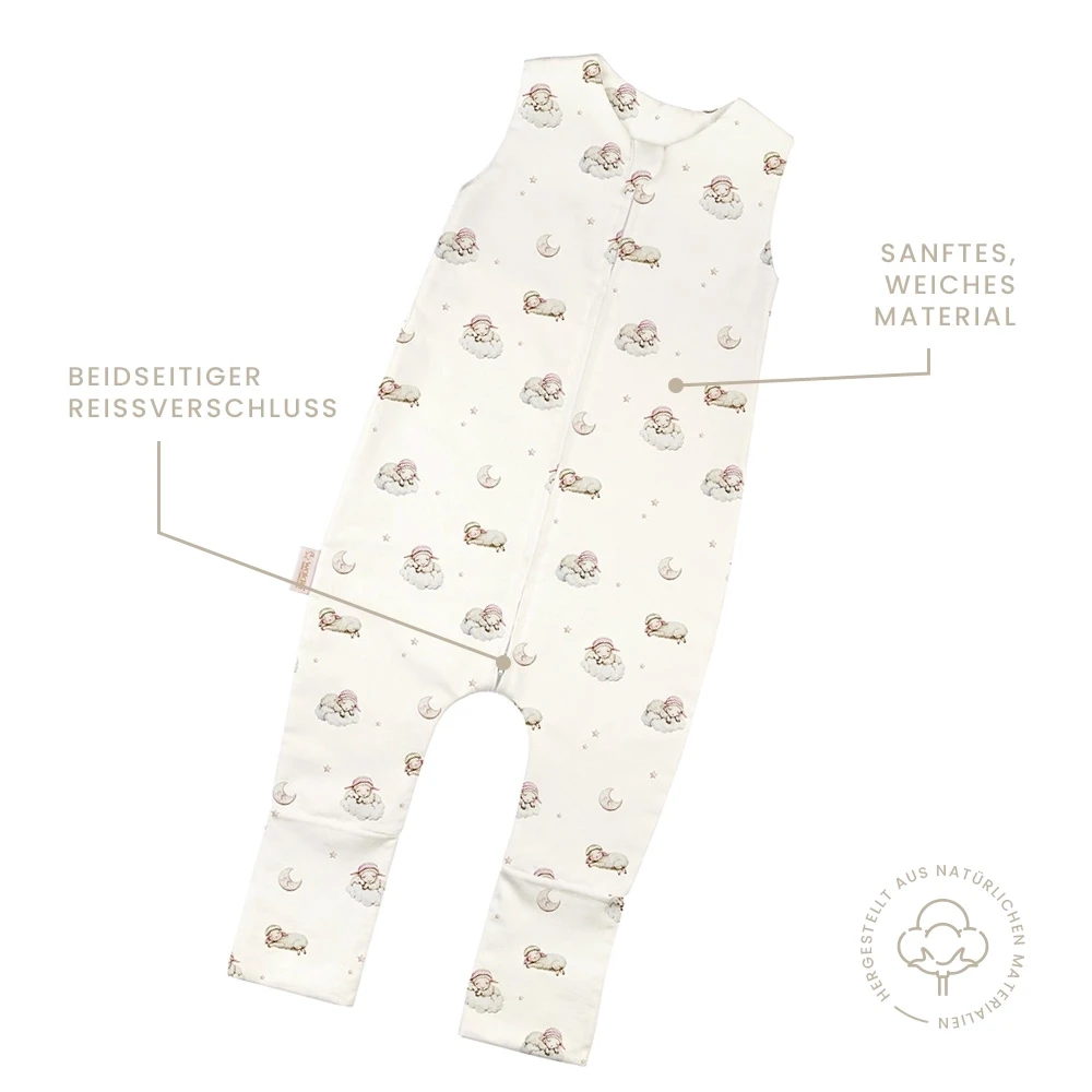 Schlafsack-mit-Beinen-sommerlich-0.5-TOG-Wiegenlied-Champagnerfarbe-3-4-Jahre-Eigenschaften