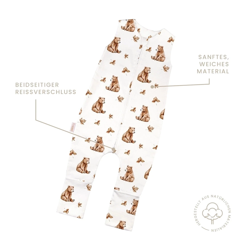 Schlafsack-mit-Beinen-sommerlich-0.5-TOG-Baren-Weiß-1-2-Jahre-Eigenschaften-Waldin